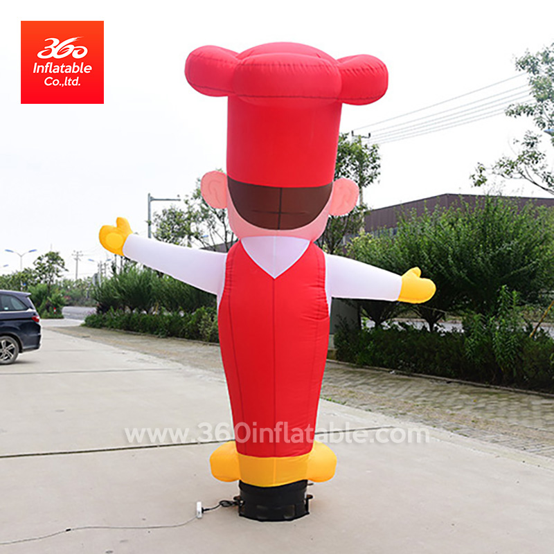Publicidad chef inflable bienvenido air sky dance rwith Blower, lámpara inflable barata de bailarina de aire chef de personaje de dibujos animados para la venta
